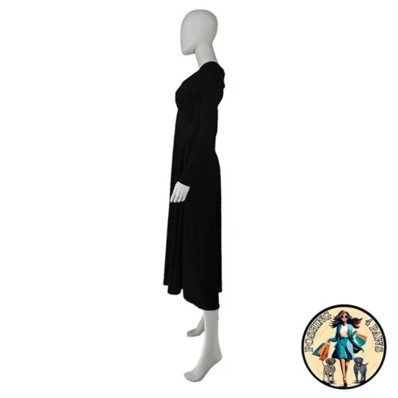 Moon River NEW Black Off the Shoulder Long Sleeve Jersey Knit Maxi Dress Size M - Picture 8 of 11